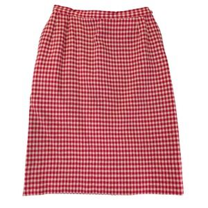 Vintage Union Made Red Cream Houndstooth Wool Pencil Skirt 60s 70s Retro 27" S 4